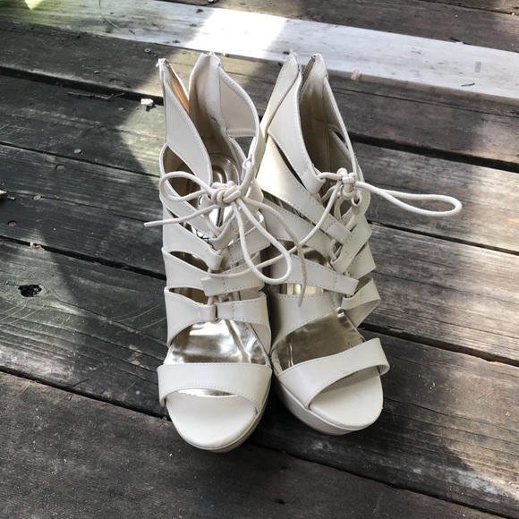 Refresh Shoes - Refresh Lace Up Cut Out Caged Gladiator Wedges